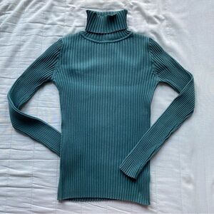 GAP Teal Ribbed Turtleneck Sweater